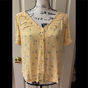 Elodie soft yellow button front blouse
